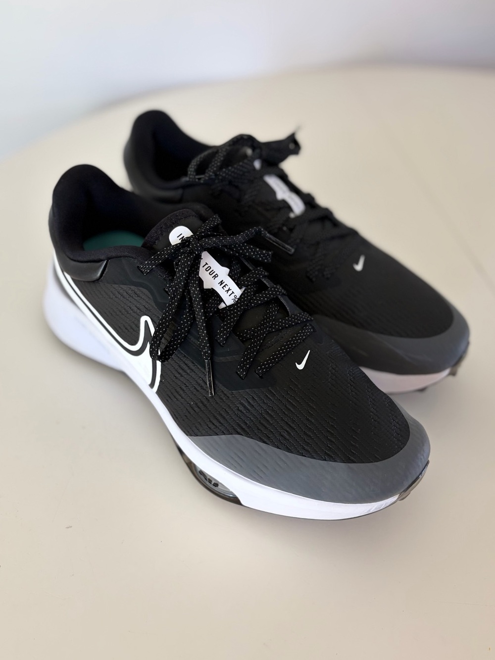 Nike React Air Zoom Infinity Tour NEXT% Spikeless Golf‎ Shoes Black Gray White